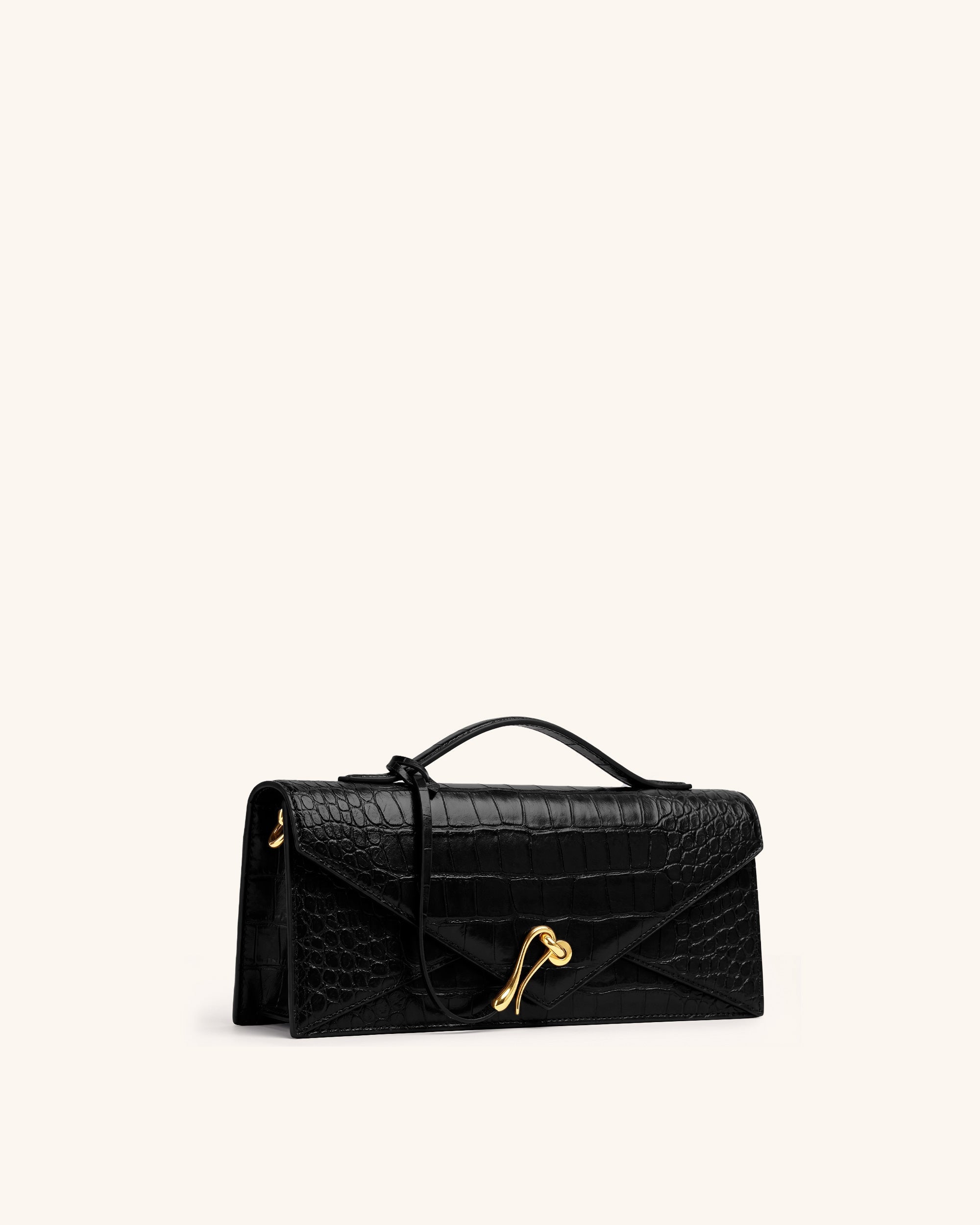 Celeste Sac à Poignée Enveloppe - Croco Noir