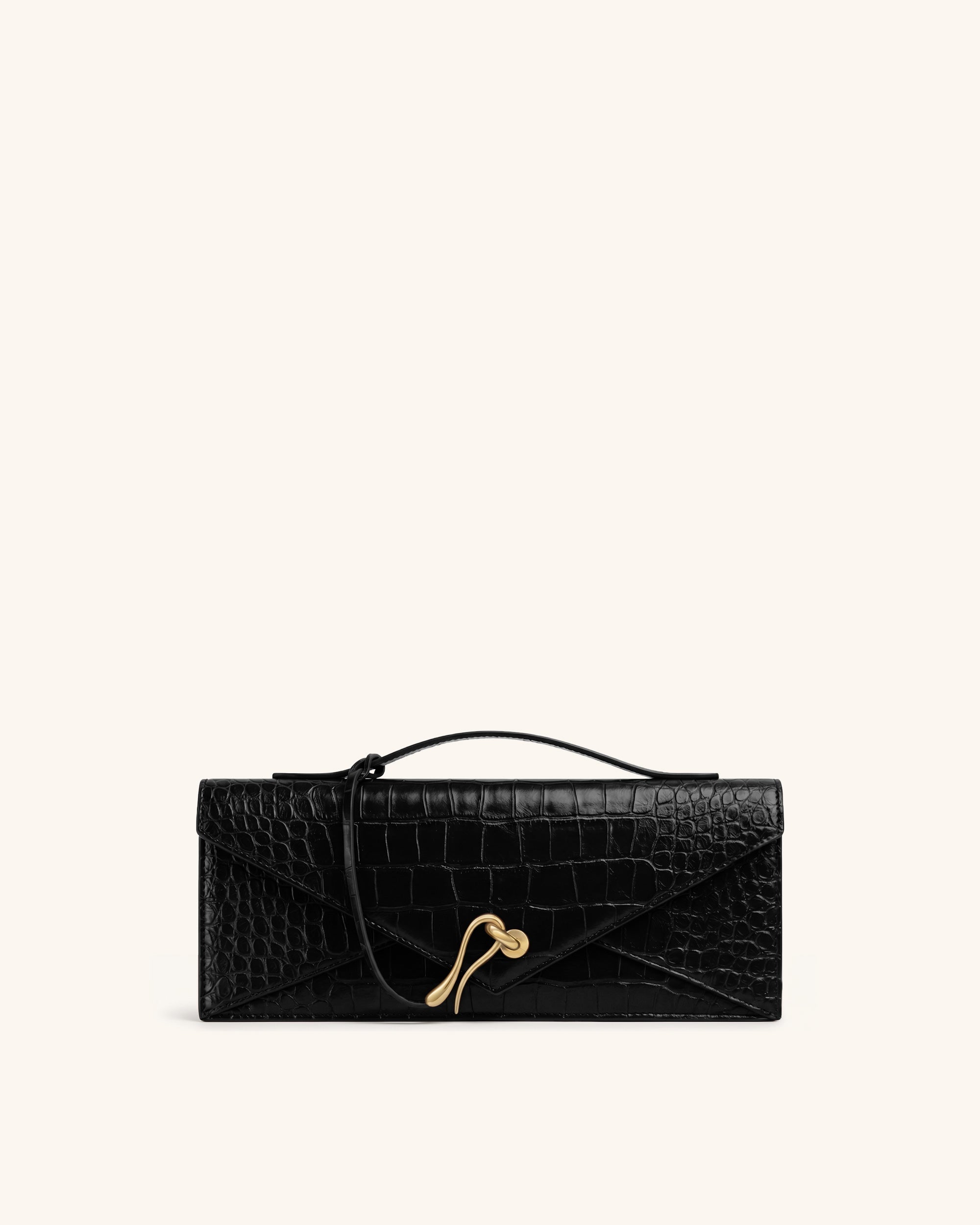Celeste Sac à Poignée Enveloppe - Croco Noir
