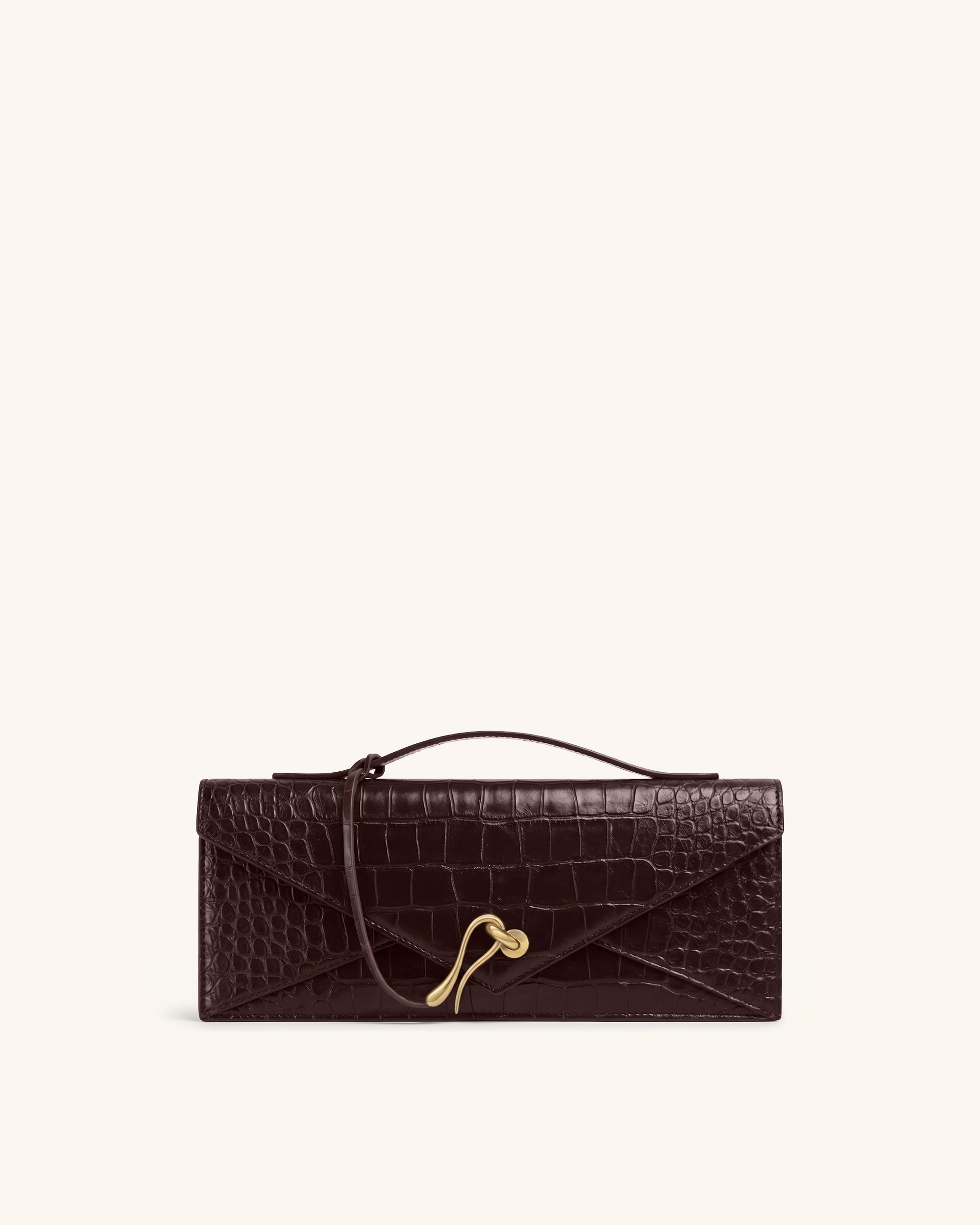 Celeste Sac à Poignée Enveloppe - Croco Marron Foncé