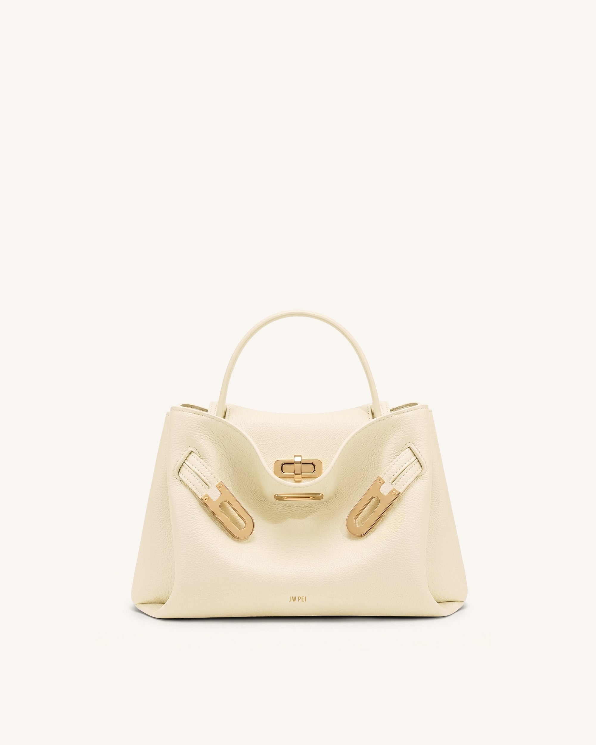 Rhea Petit sac d'épaule grainé à double boucle - Blanc