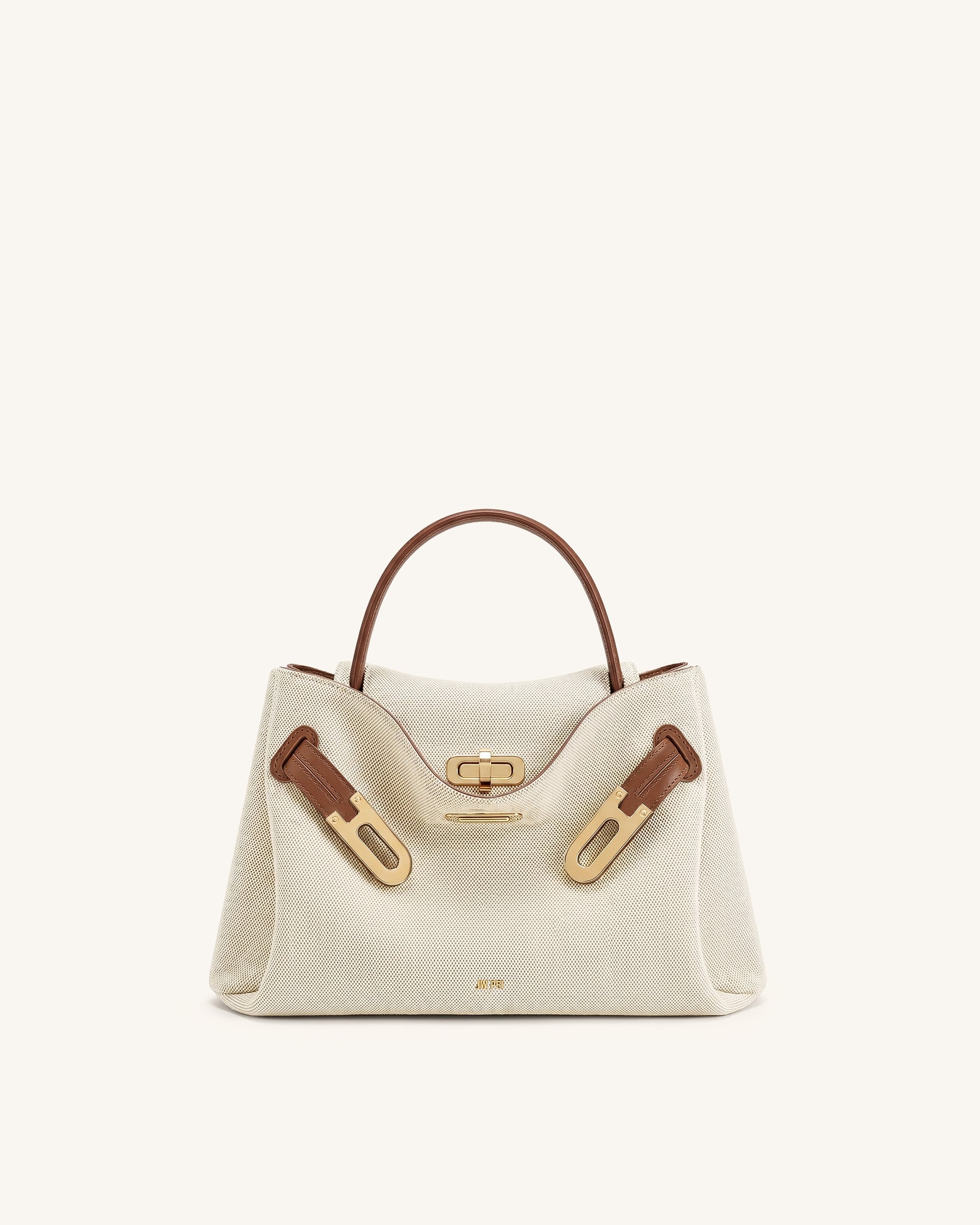 Rhea Petit sac d'épaule à double boucle en toile marron