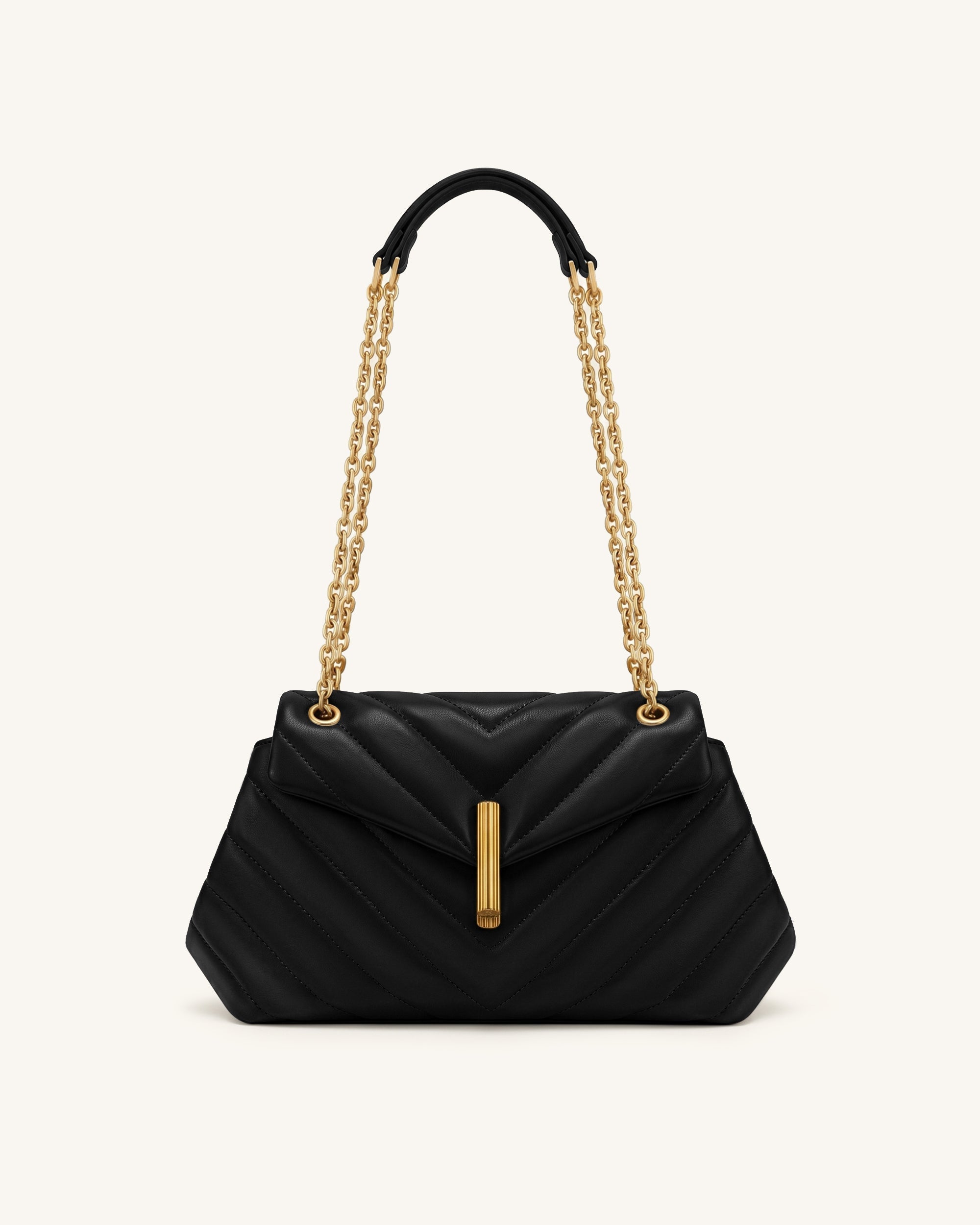Valerie Sac porté épaule matelassé à rabat et chaîne - Noir