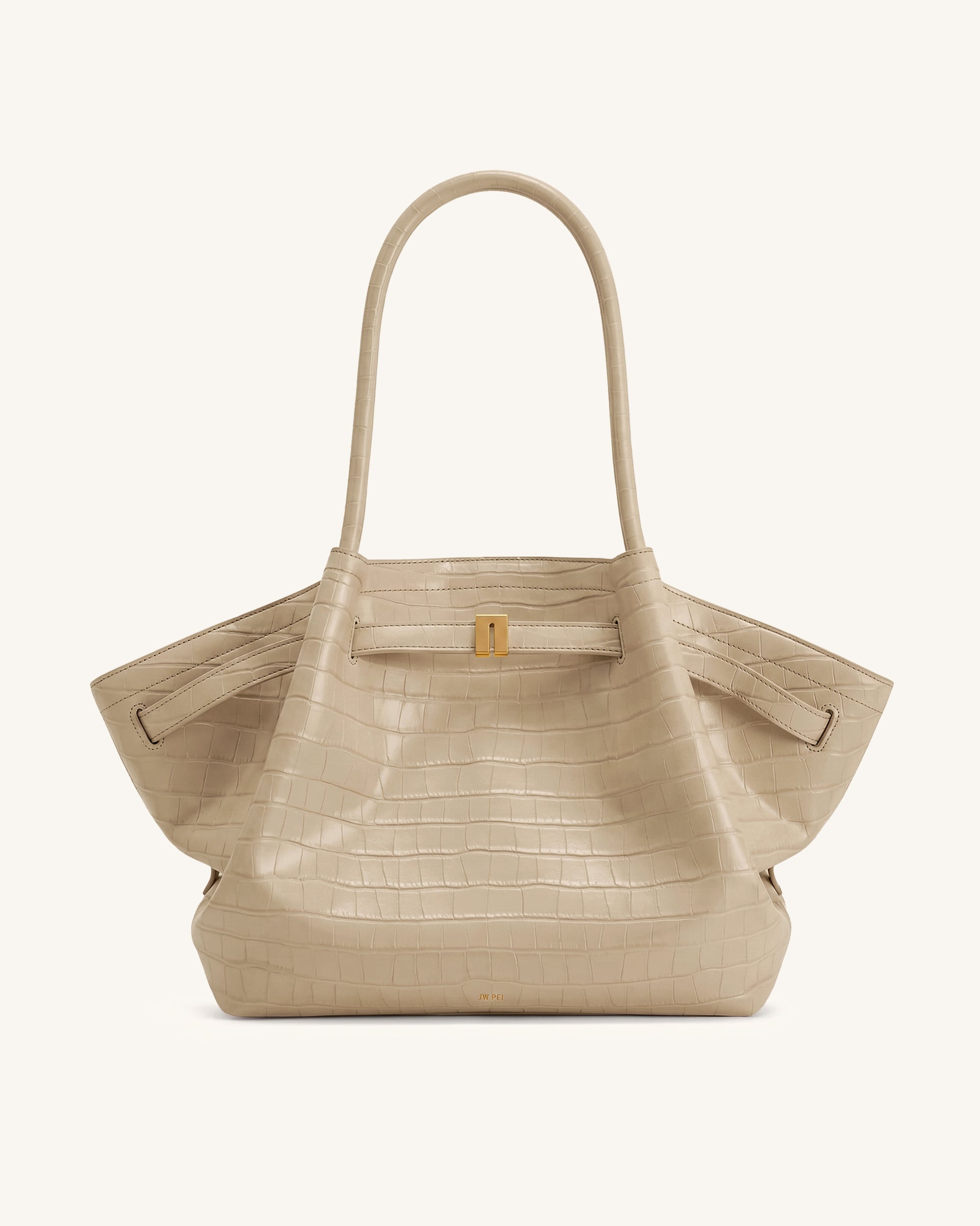 Hana Grand sac cabas aspect crocodile - Gris éléphant