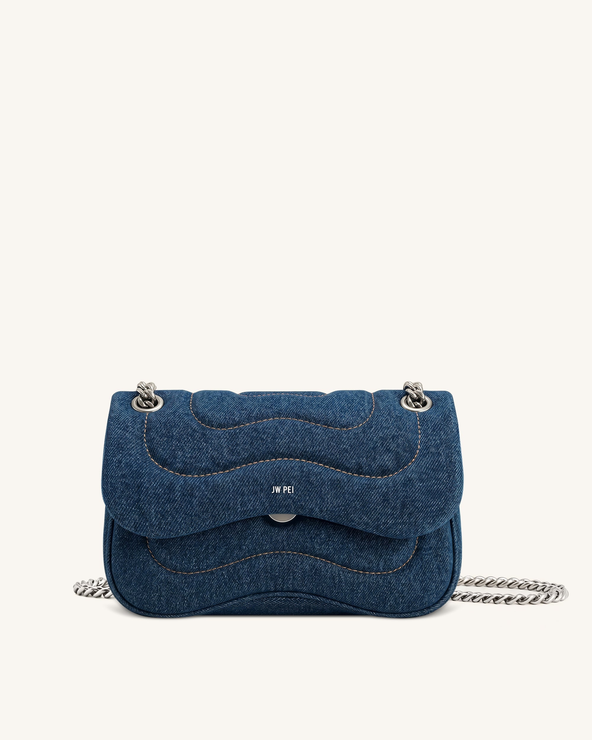 Tina Sac bandoulière matelassé à chaîne - Denim bleu