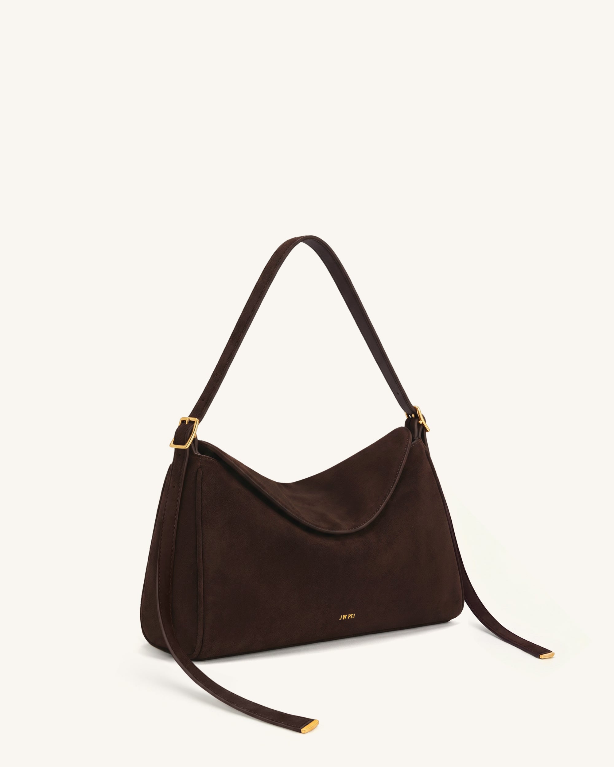 Elowen Sac bandoulière à rabat en faux daim - Marron foncé