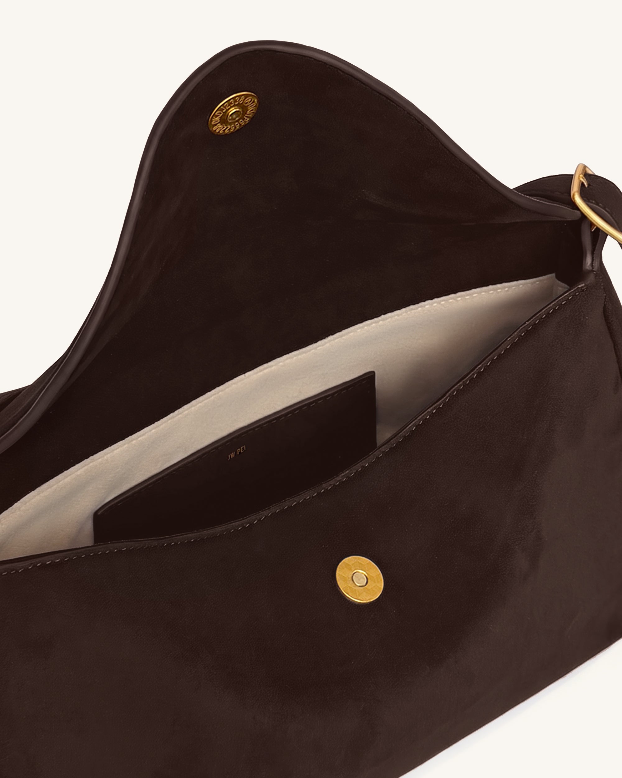 Elowen Sac bandoulière à rabat en faux daim - Marron foncé