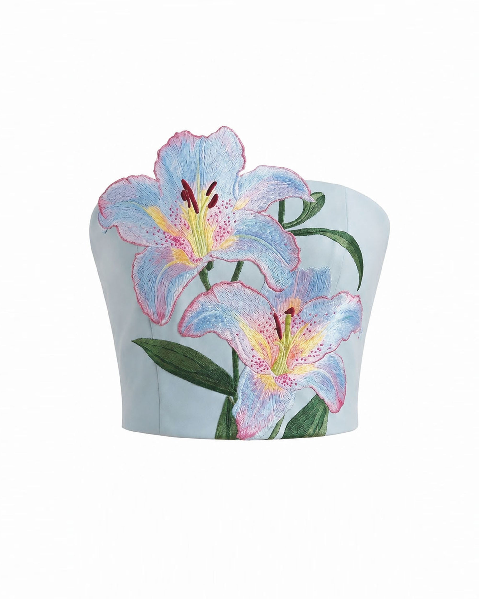 Lily Top corset bustier brodé de fleurs - Bleu clair