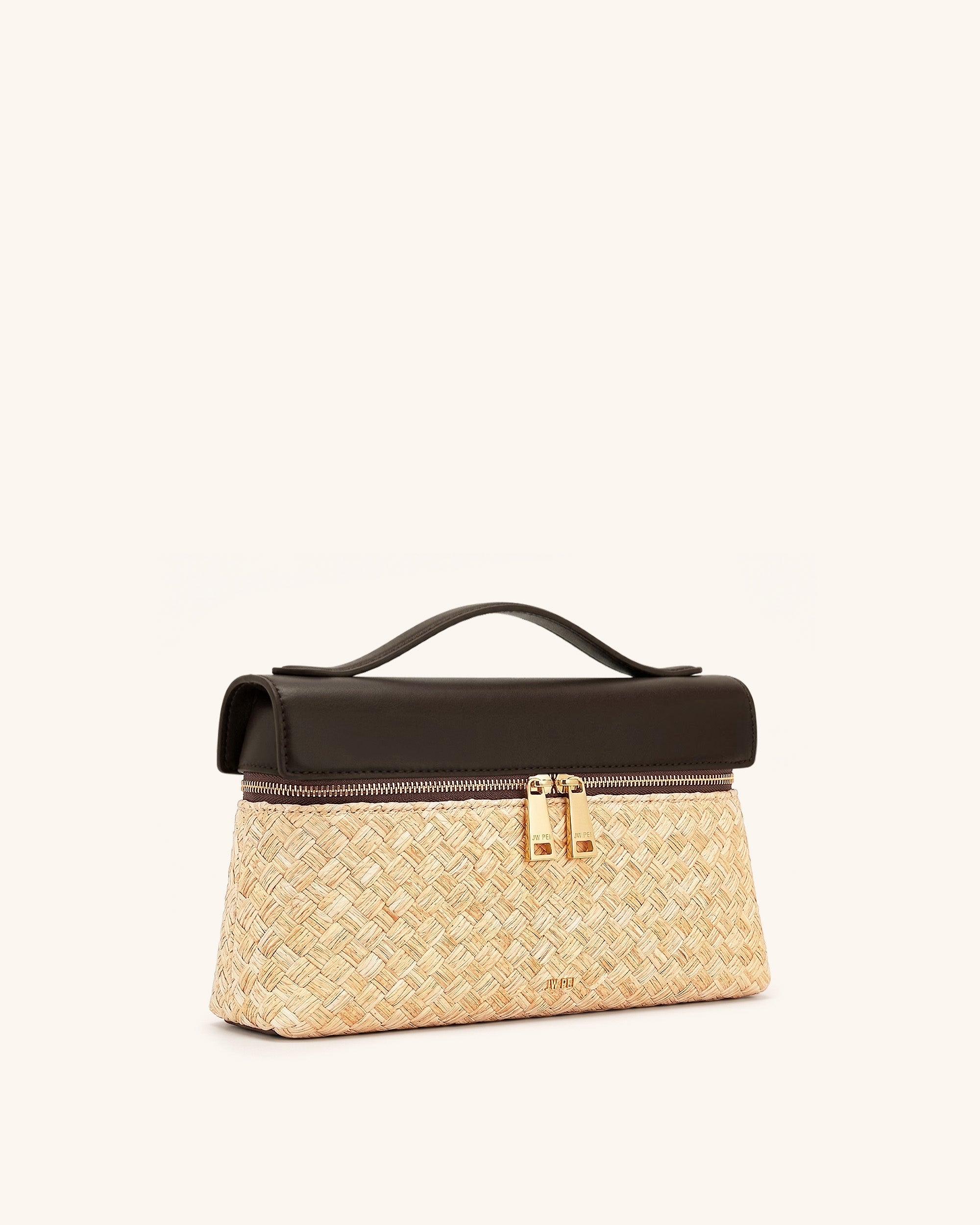 Thea Sac à poignée supérieure en paille synthétique - Marron