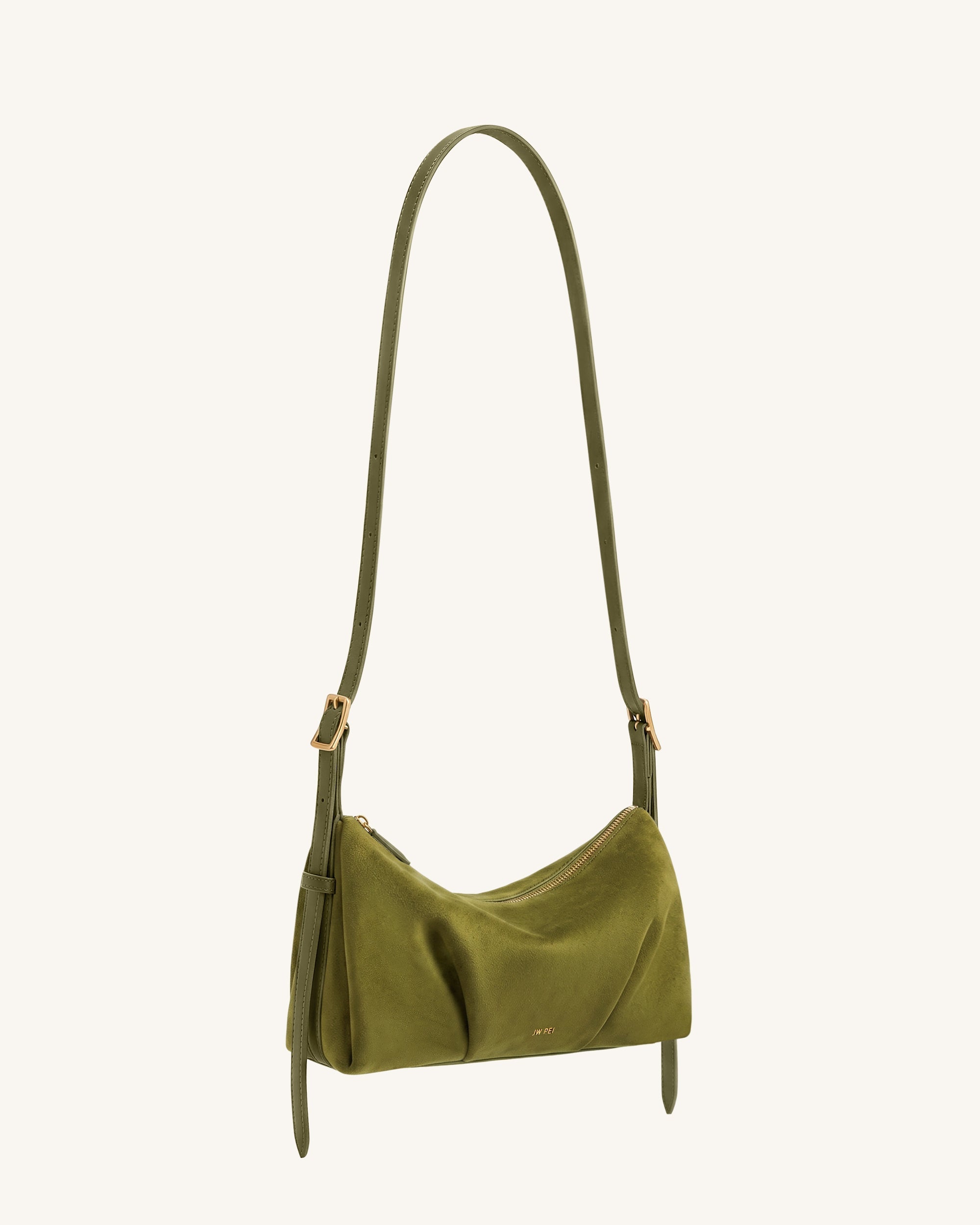 Loriette Sac bandoulière en suédine - Vert olive