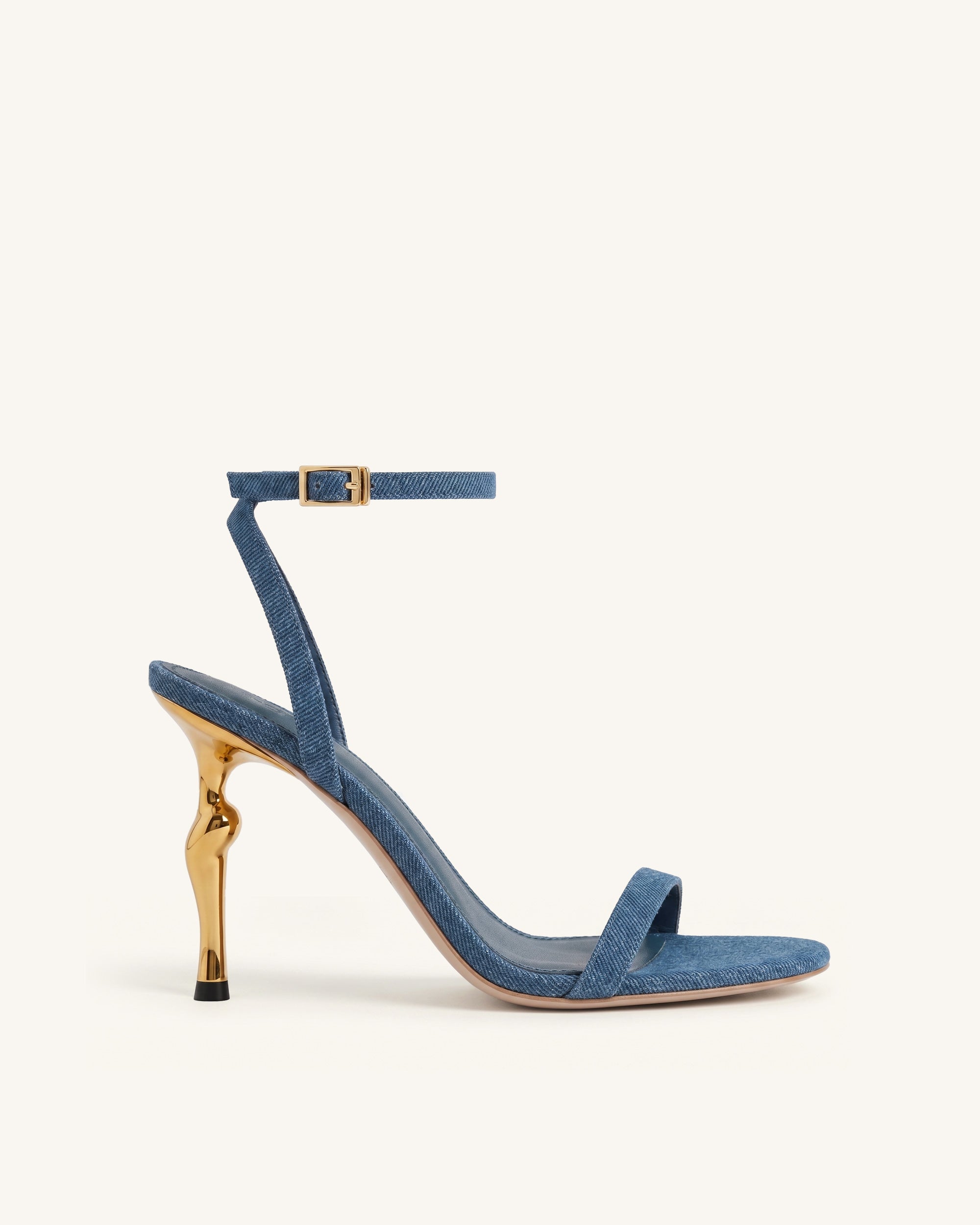 Alivia Sandales à talon en métal doré - Bleu denim