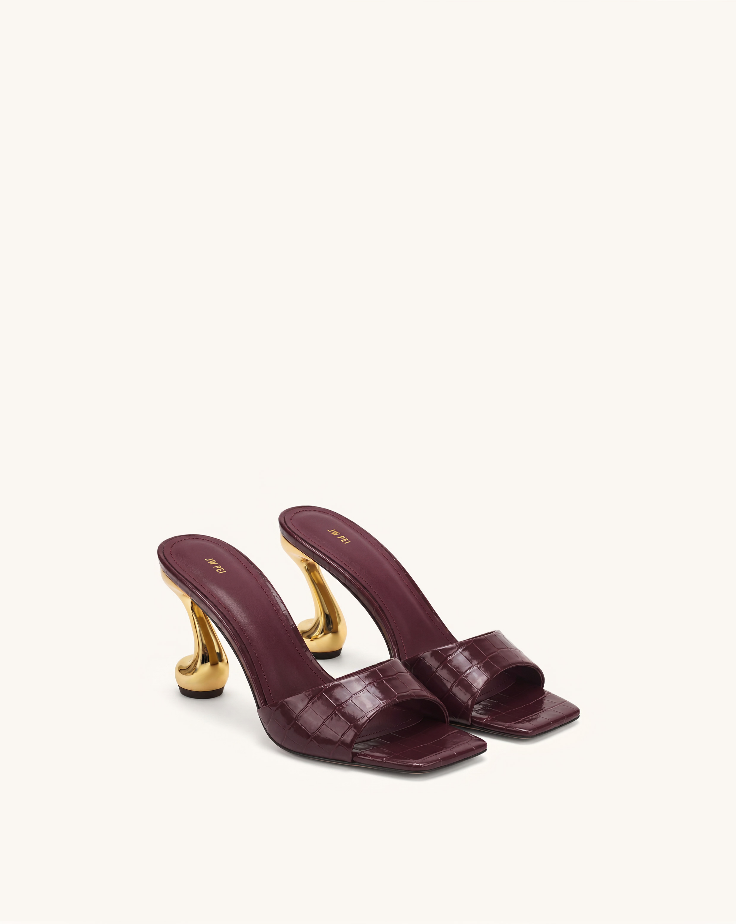 Hannah Mules à talons effet croco - Bordeaux