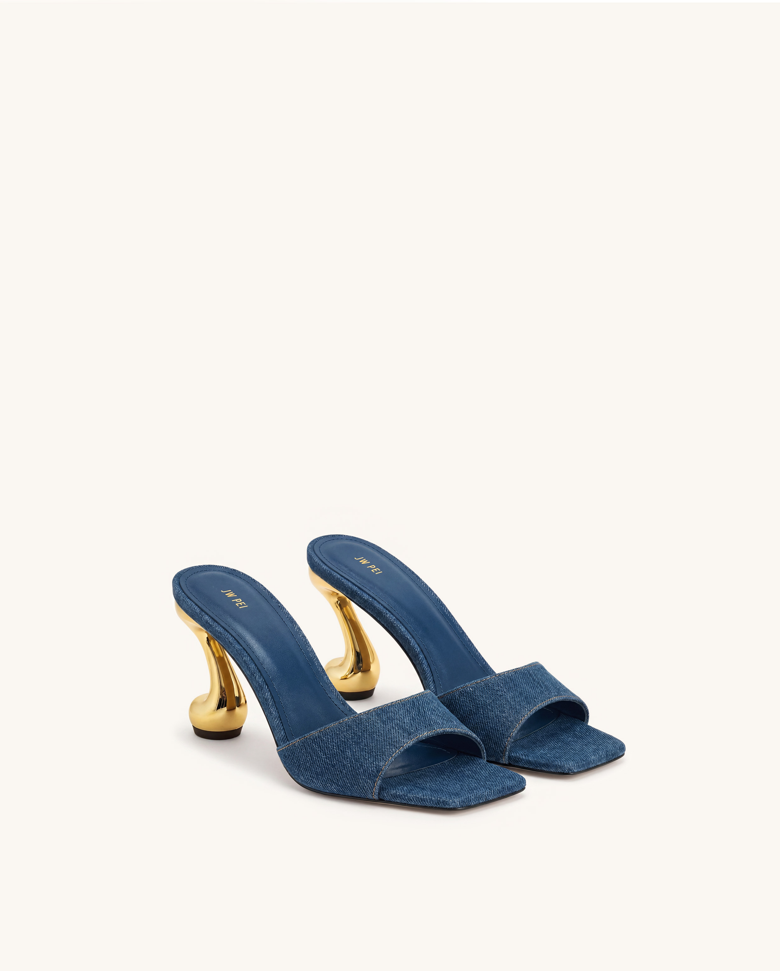 Hannah Mules à talons en jean - Bleu jean
