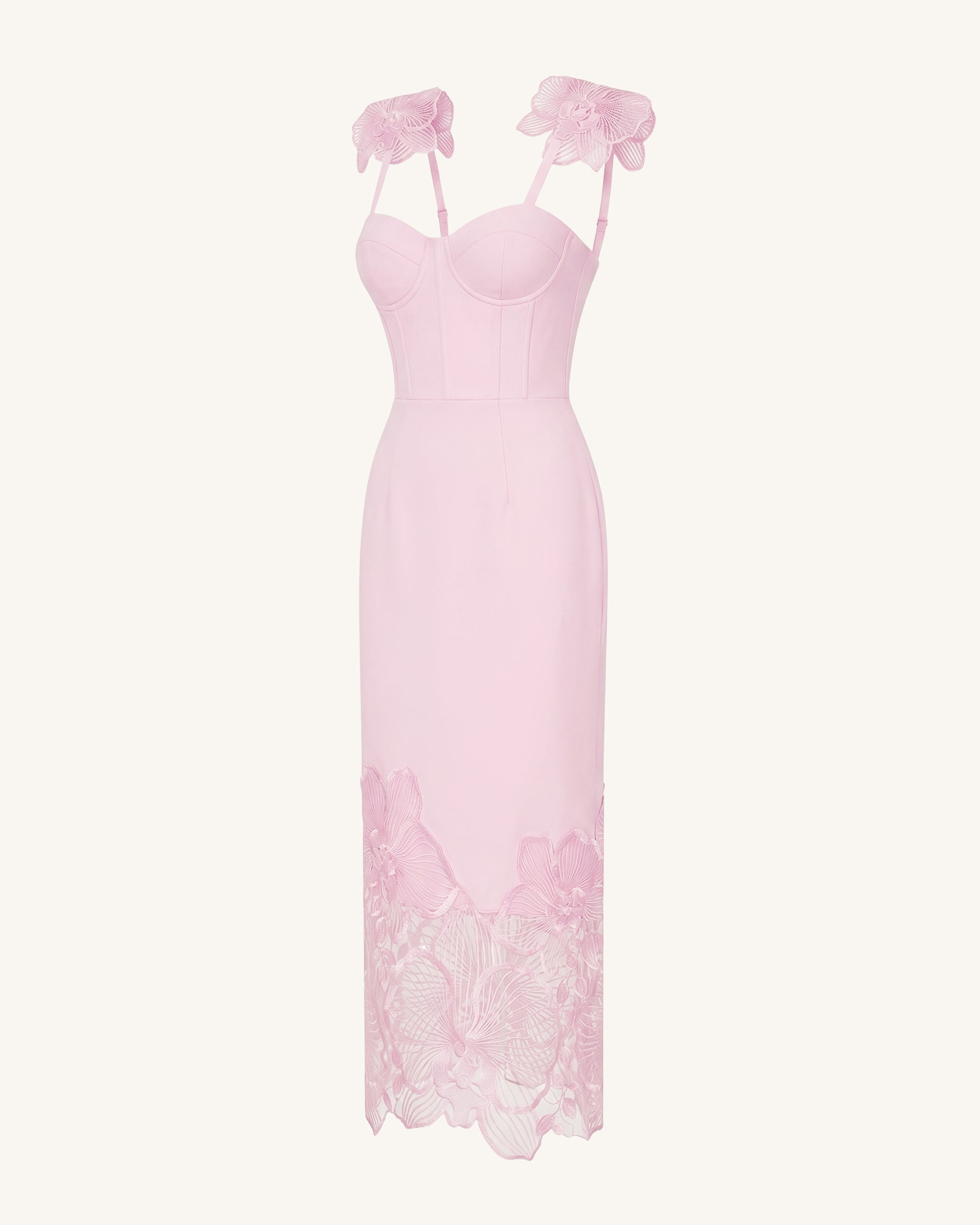Orchid Robe corset brodée - Vieux rose