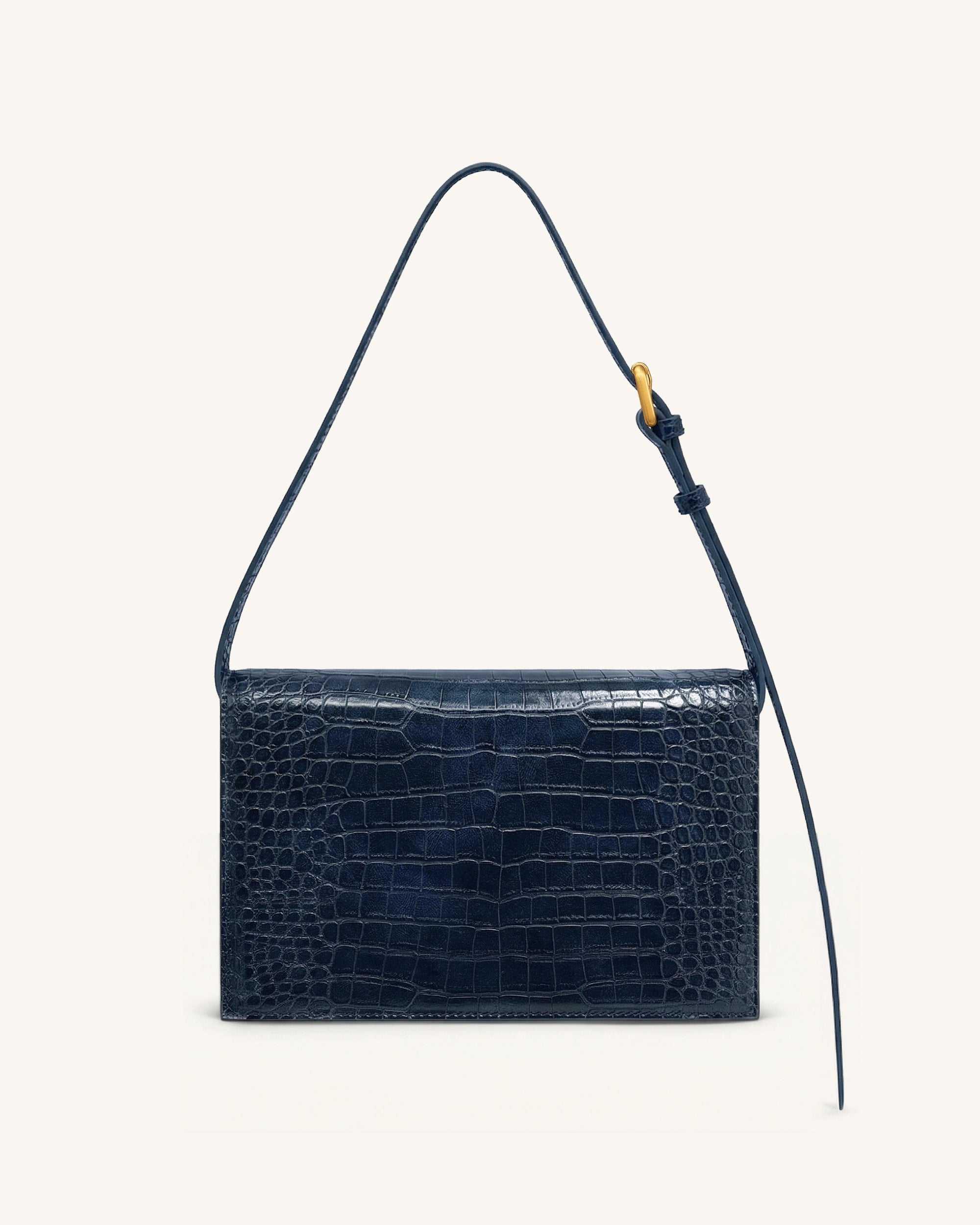 Clio Sac bandoulière enveloppe - Effet croco marine