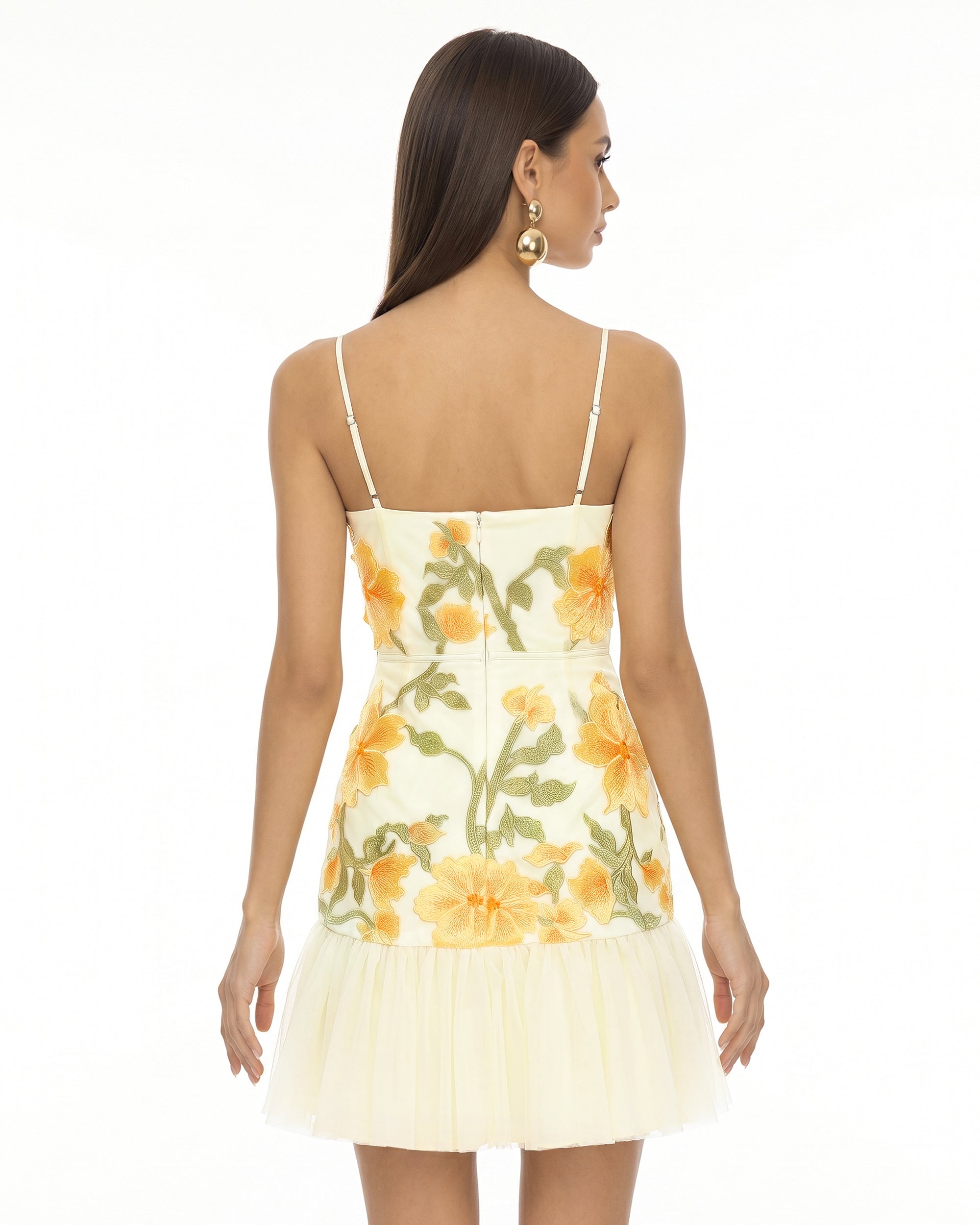 Mini robe à bretelles à fleurs - Souci