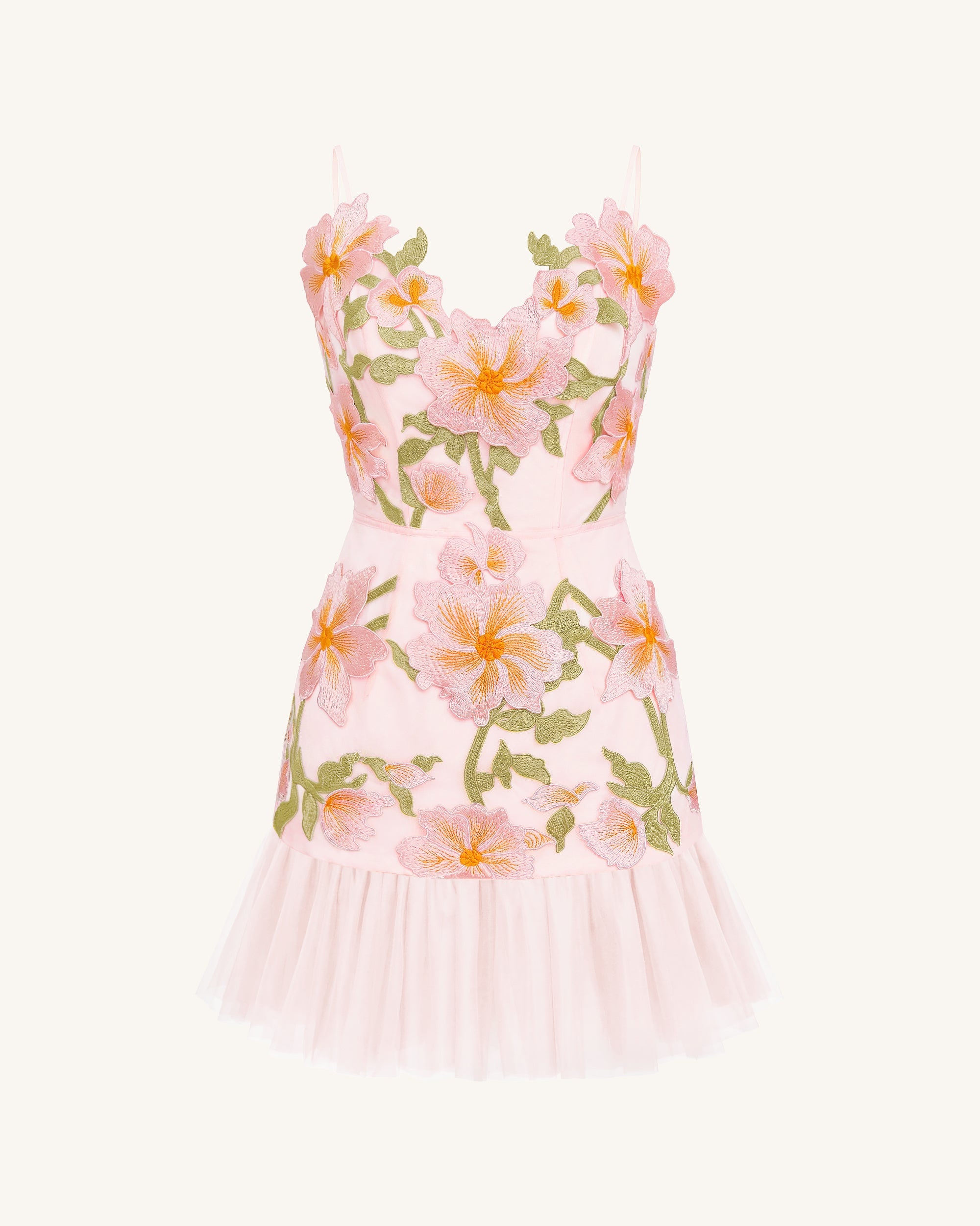 Mini robe à bretelles à fleurs - Rose