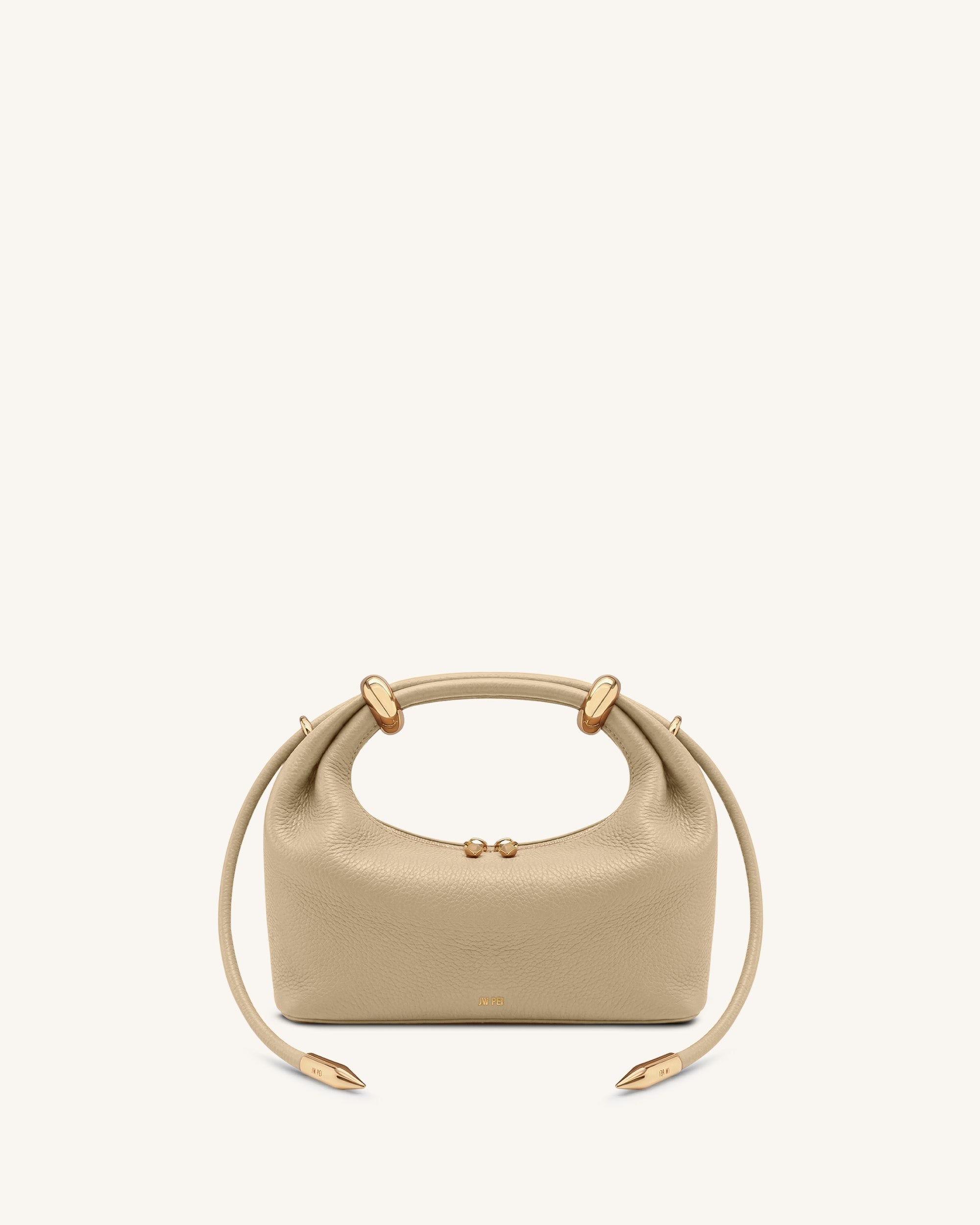 Ellie Sac à main à poignée supérieure orné d'un anneau métallique - Beige