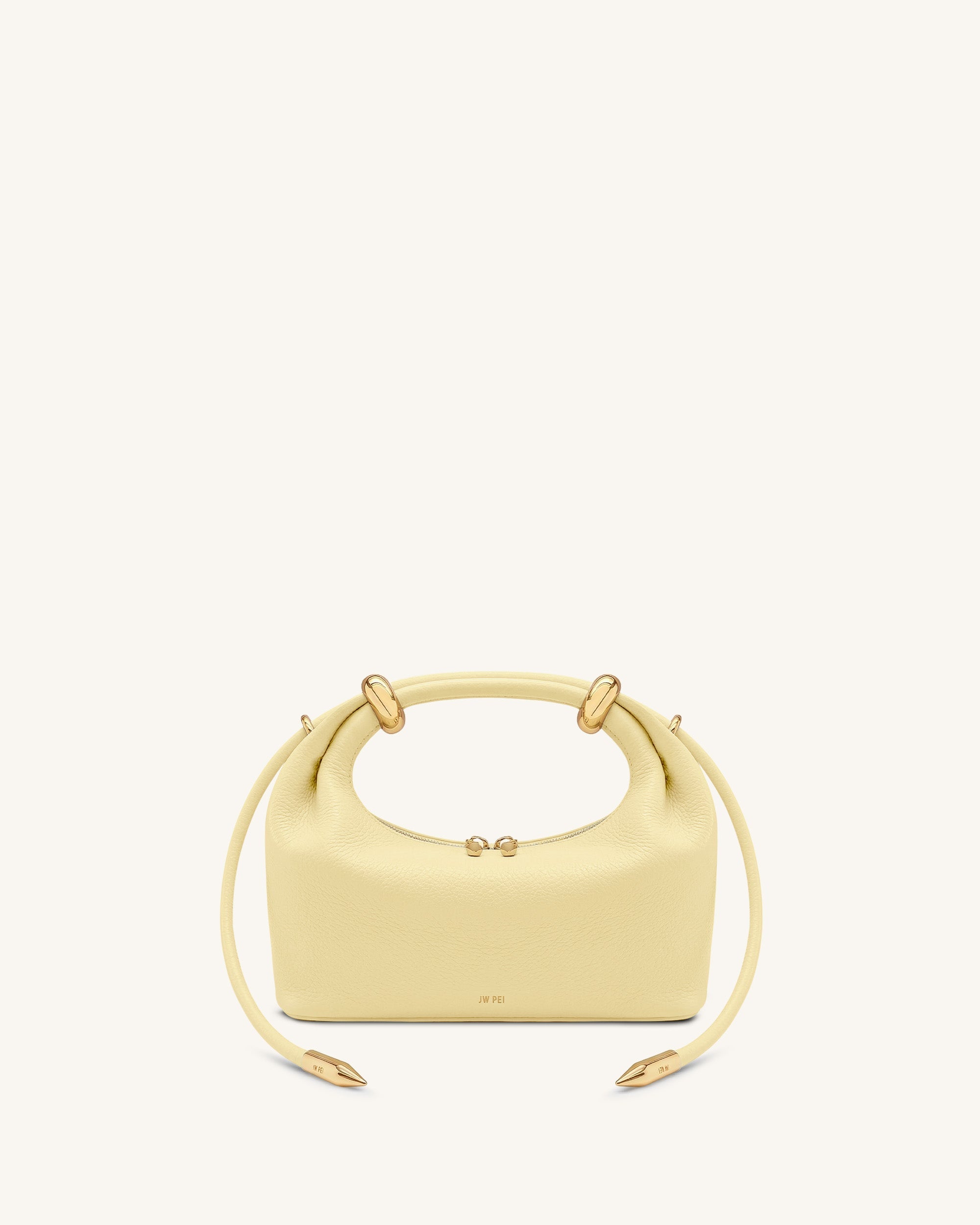 Ellie Sac à main à poignée supérieure orné d'un anneau métallique - Jaune citron