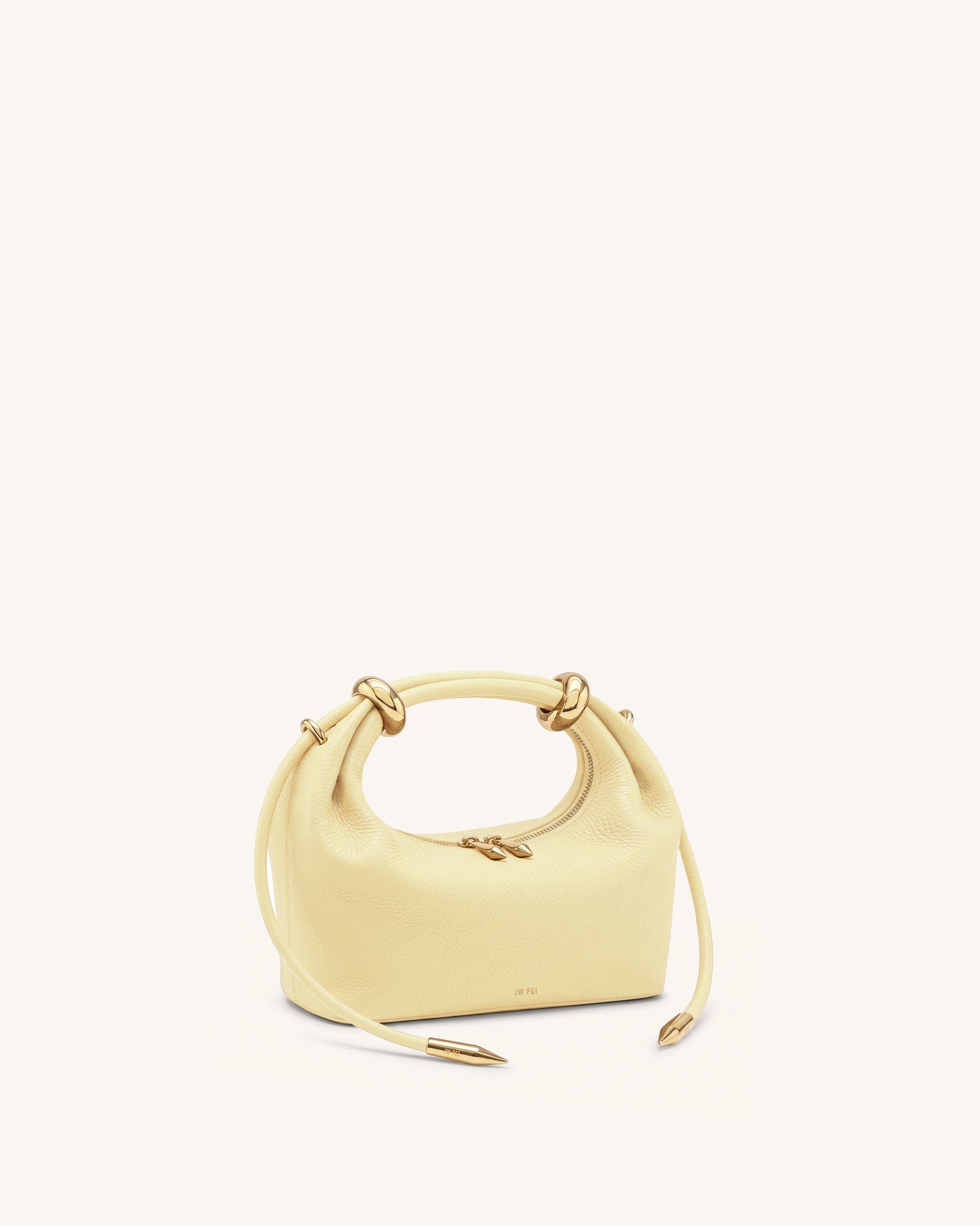 Ellie Sac à main à poignée supérieure orné d'un anneau métallique - Jaune citron