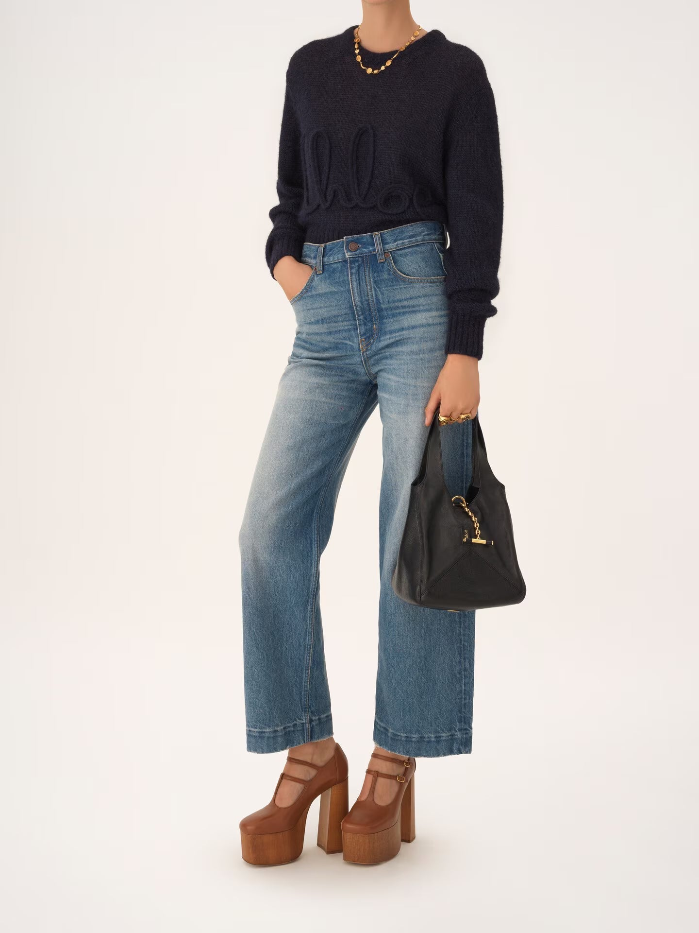 SAC CHLOÉ BALLOON EN CUIR GRAINÉ ET CUIR VELOURS