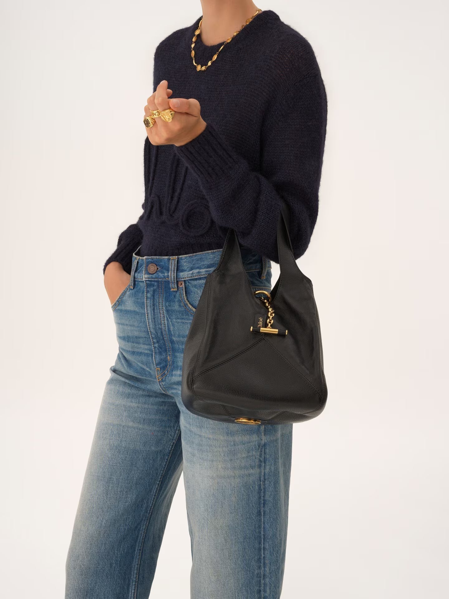 SAC CHLOÉ BALLOON EN CUIR GRAINÉ ET CUIR VELOURS