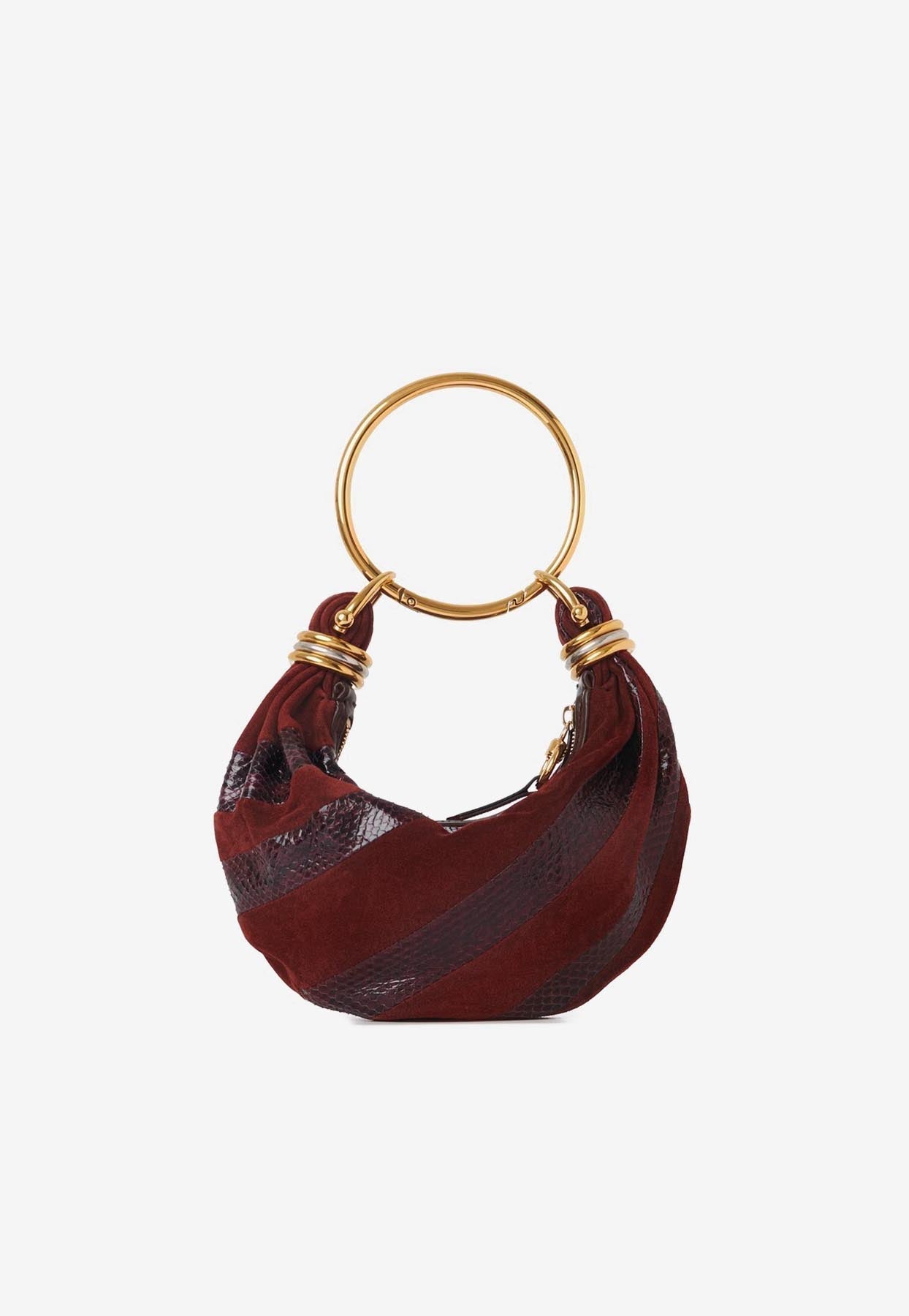 Mini Bracelet Sac Hobo en en Daim et Snakeskin en Cuir