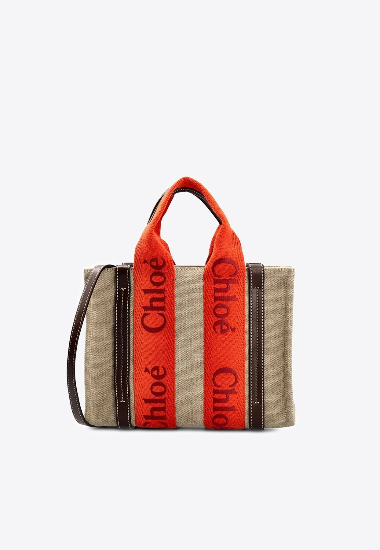 Petit Woody Linen Cabas Bag