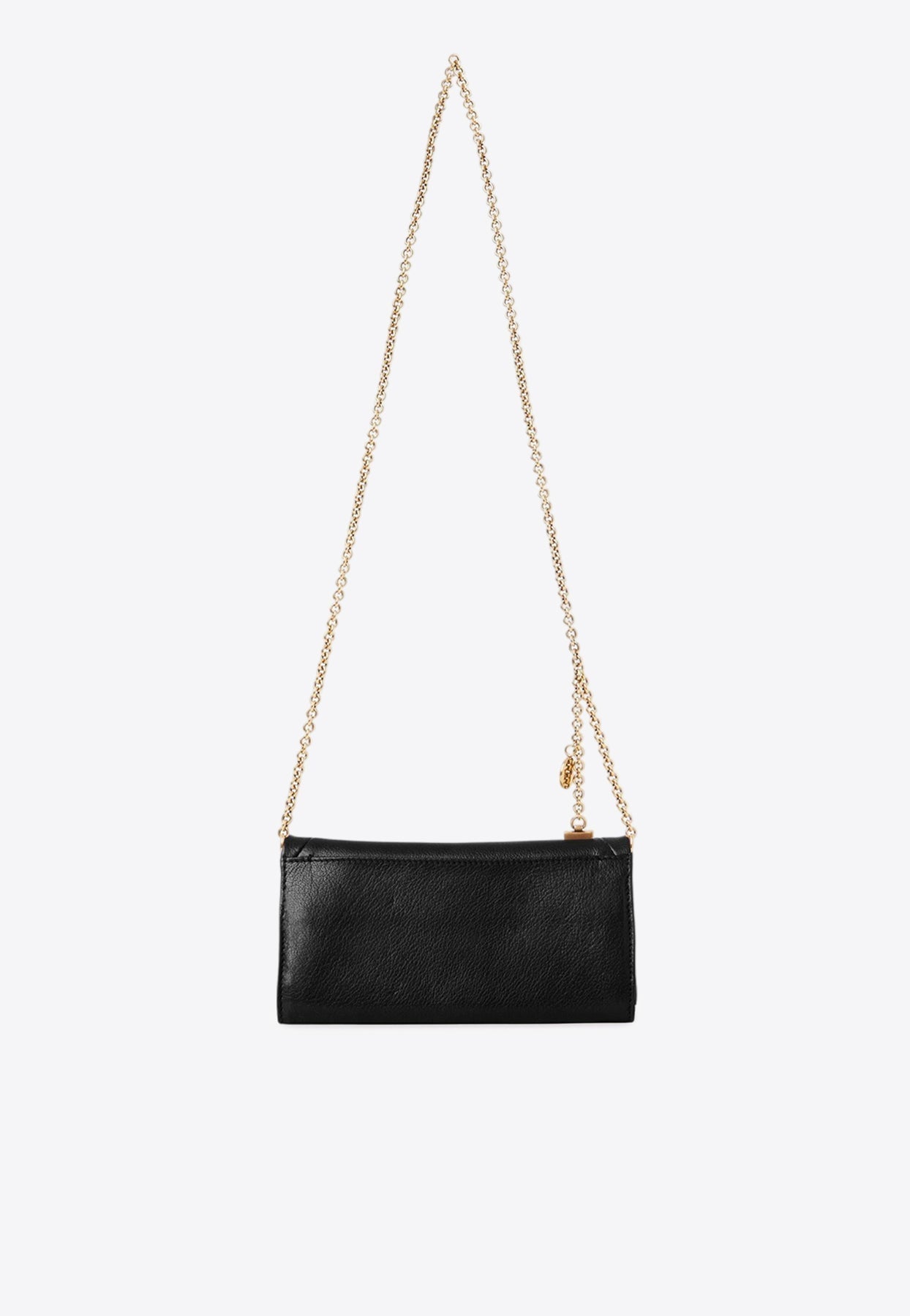 Grained en Cuir Logo Chaîne Pochette