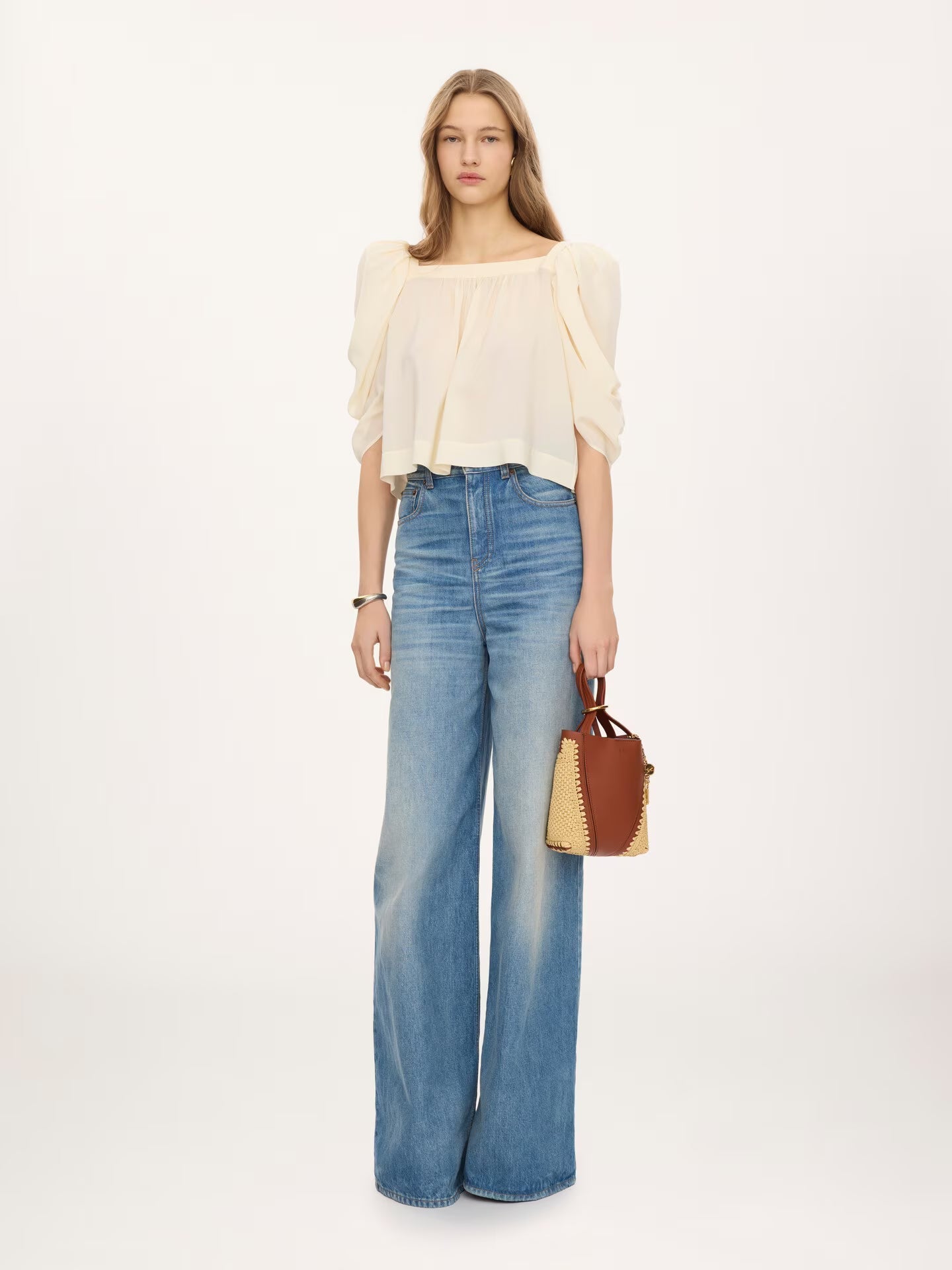 LARGE SAC CABAS CHLOÉ SPIN EN CUIR VELOURS