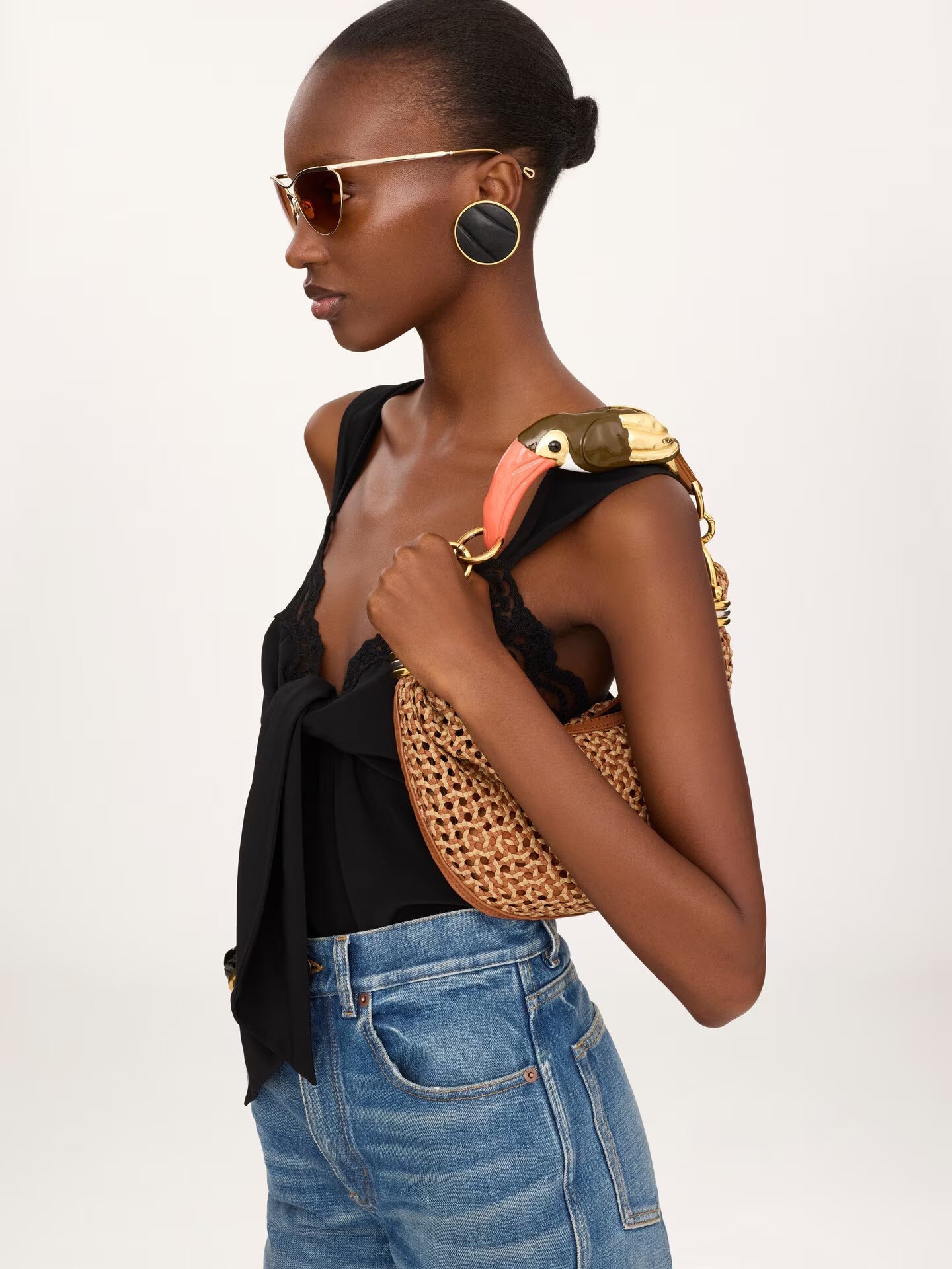 MINI SAC HOBO BRACELET BAG EN CUIR VELOURS À PERLES