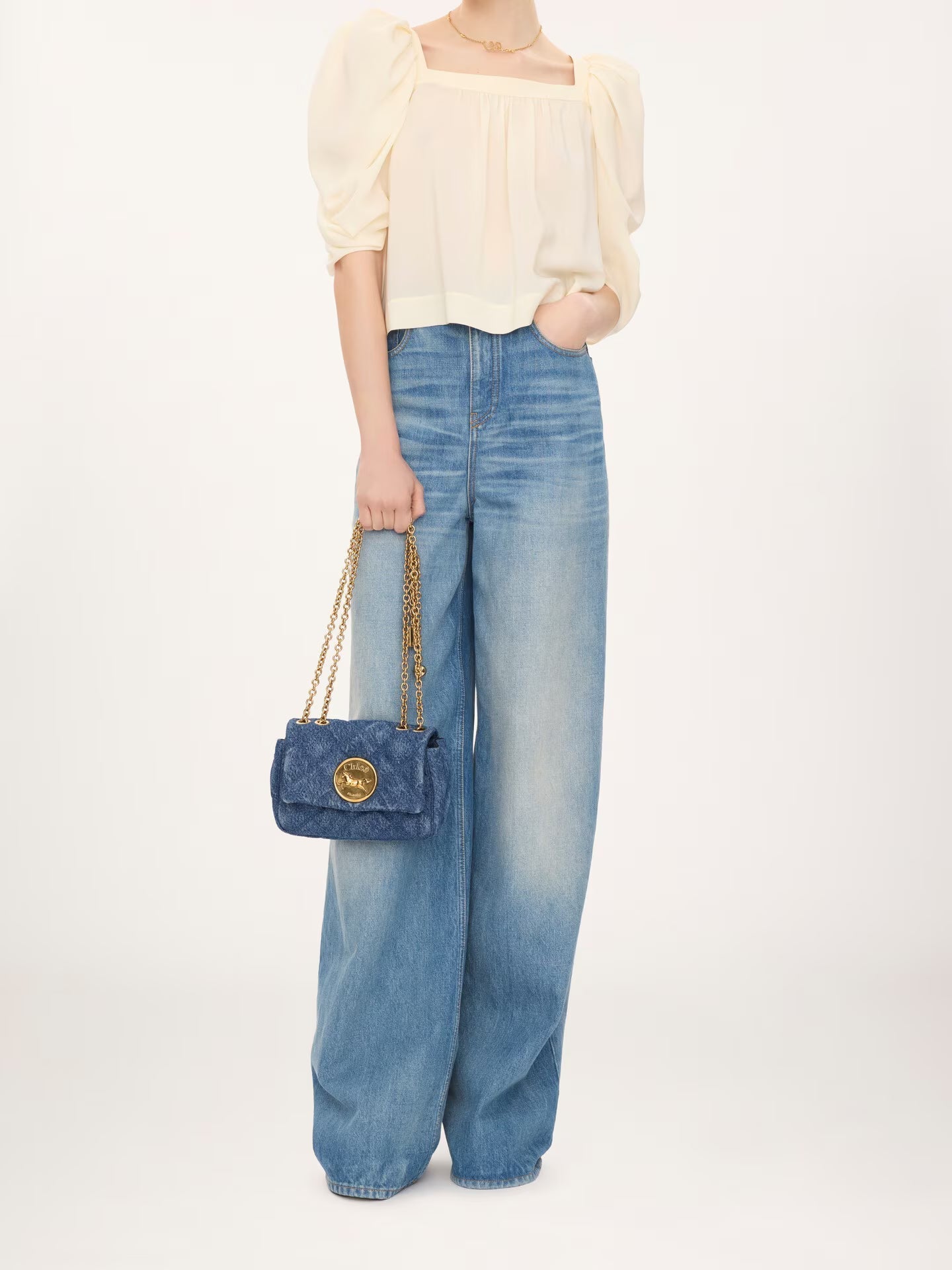 PETIT SAC PORTÉ ÉPAULE CHLOÉ HERITAGE EN DENIM