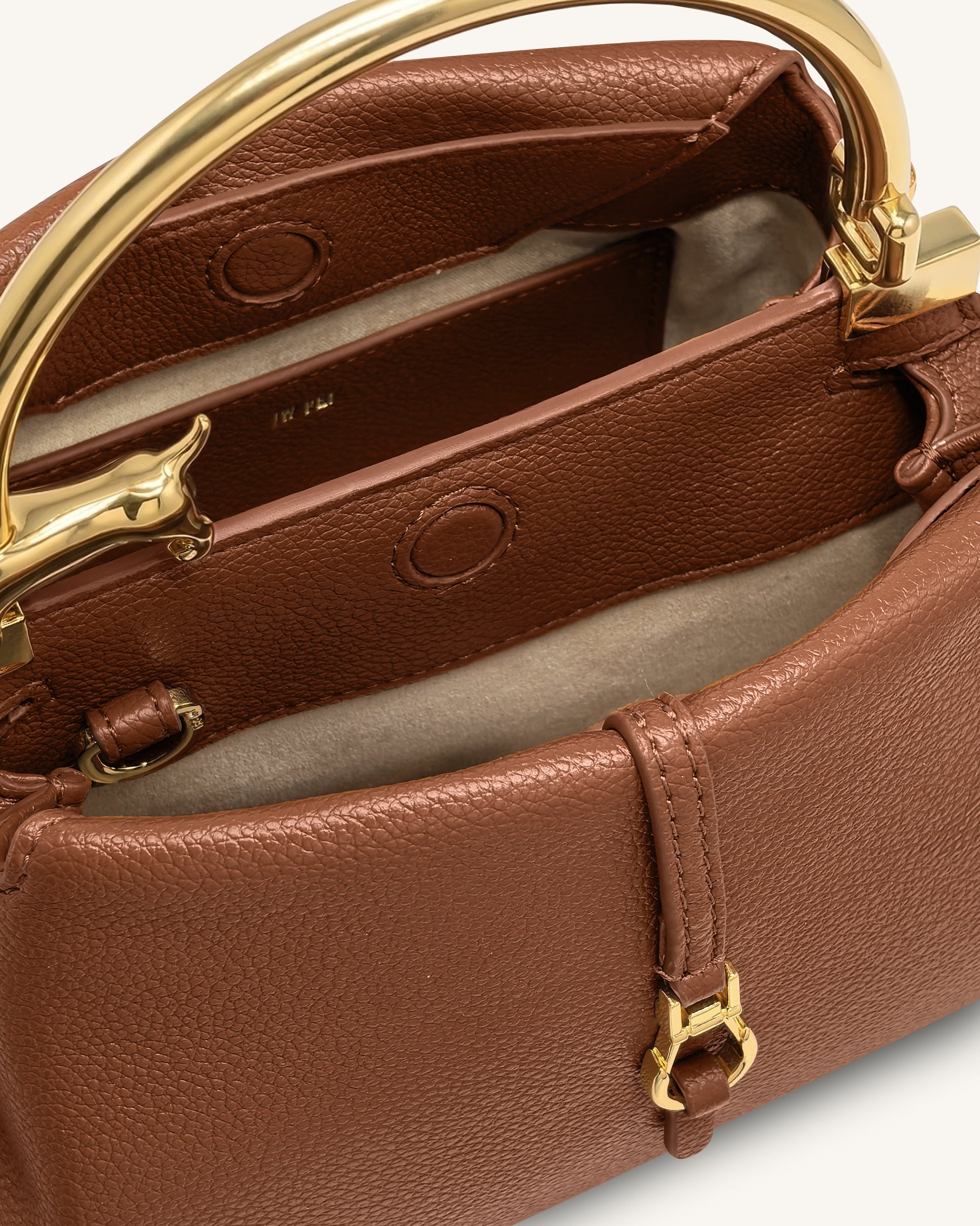 Bruna Sac à main supérieur avec anse en métal dachshund - Marron